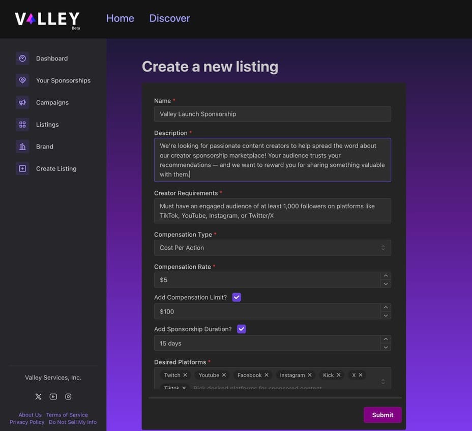 Create Listings